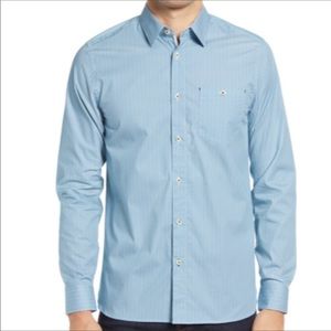 Ted Baker London Linen Cotton Shirt Size 5 Slim Fit